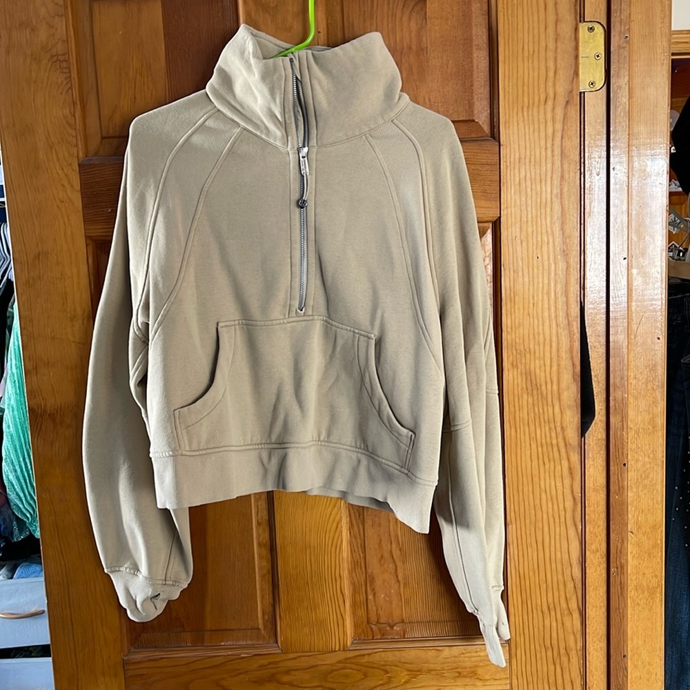 lululemon athletica Tan Cropped Oversized Hoodie